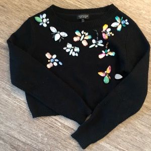 Topshop Black Sweater colorful and Embellished